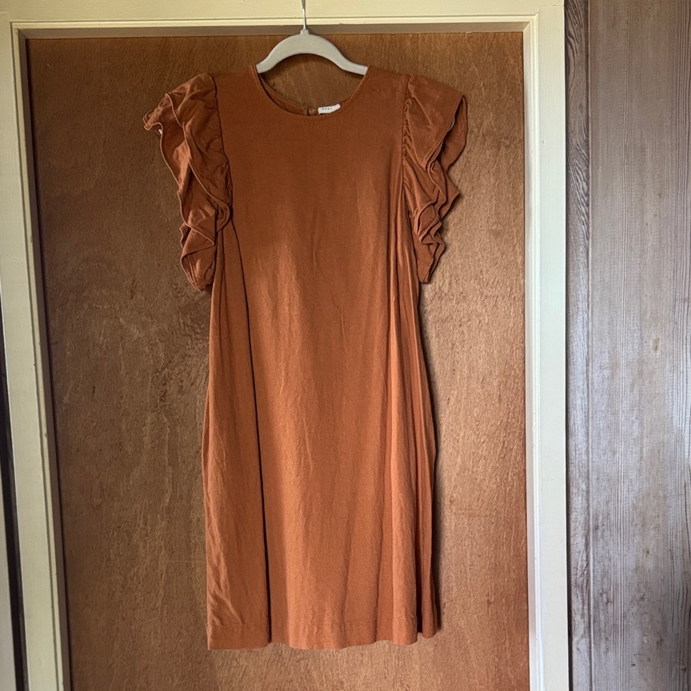 a new day Ruffled Sleeve Tan Dress